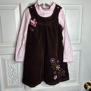 Youngland Adorable Embroidered Corduroy 2 Piece Dress Set Size 5